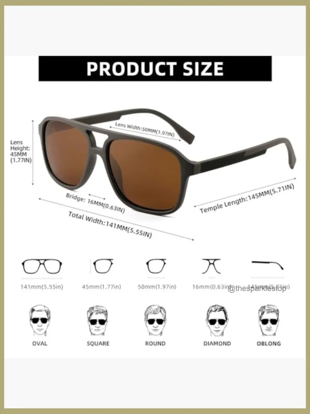 Polarized Aviator Sunglasses Vintage Square Driving Glasses Matte Coffee Frame